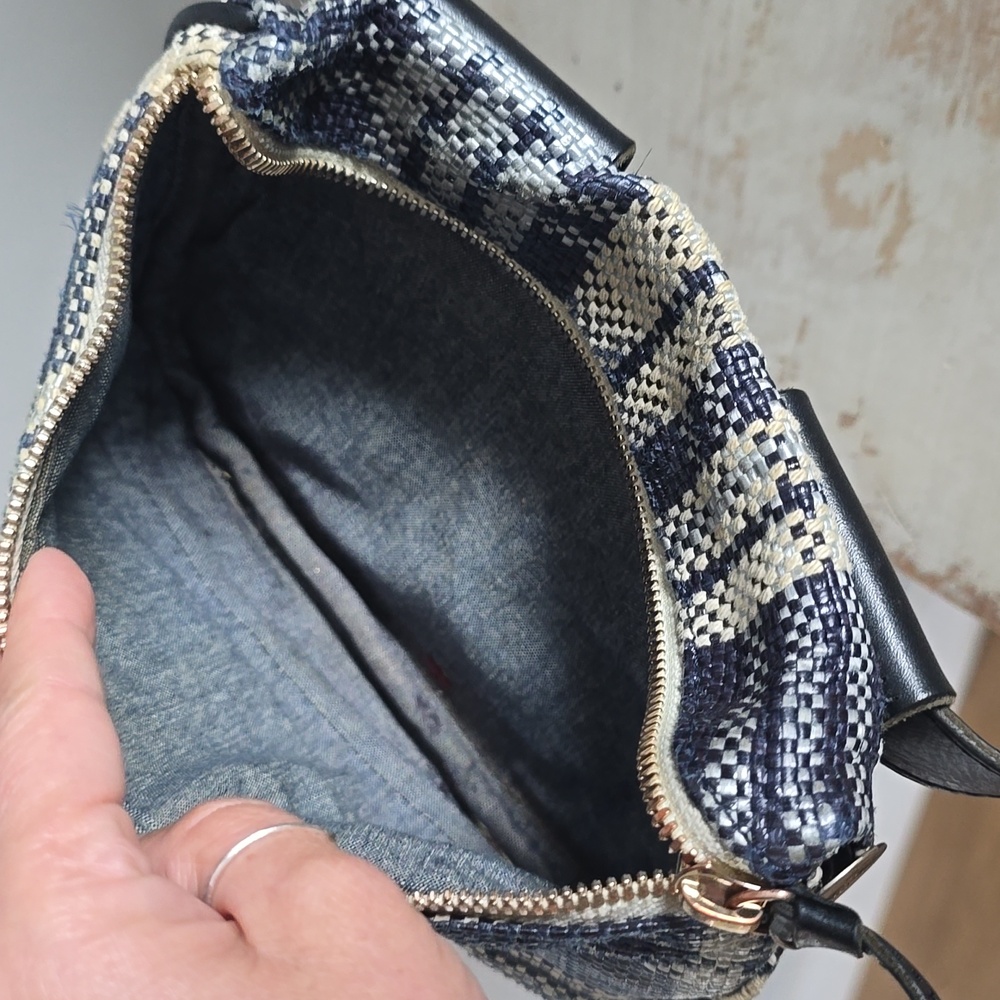 Clare V Plaid Fanny Pack In Navy/Cream - Picture 12 of 13